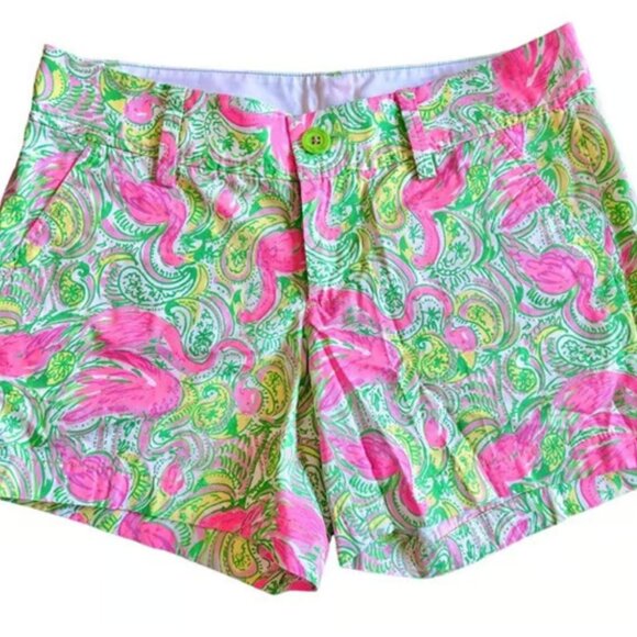 Lilly Pulitzer Flamingo Print Callahan Shorts Women’s size 2 - Picture 1 of 5